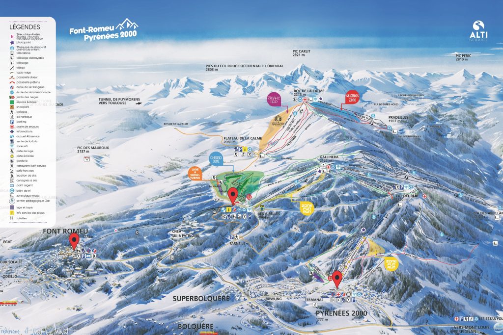 Plan du domaine skiable de Font-Romeu
